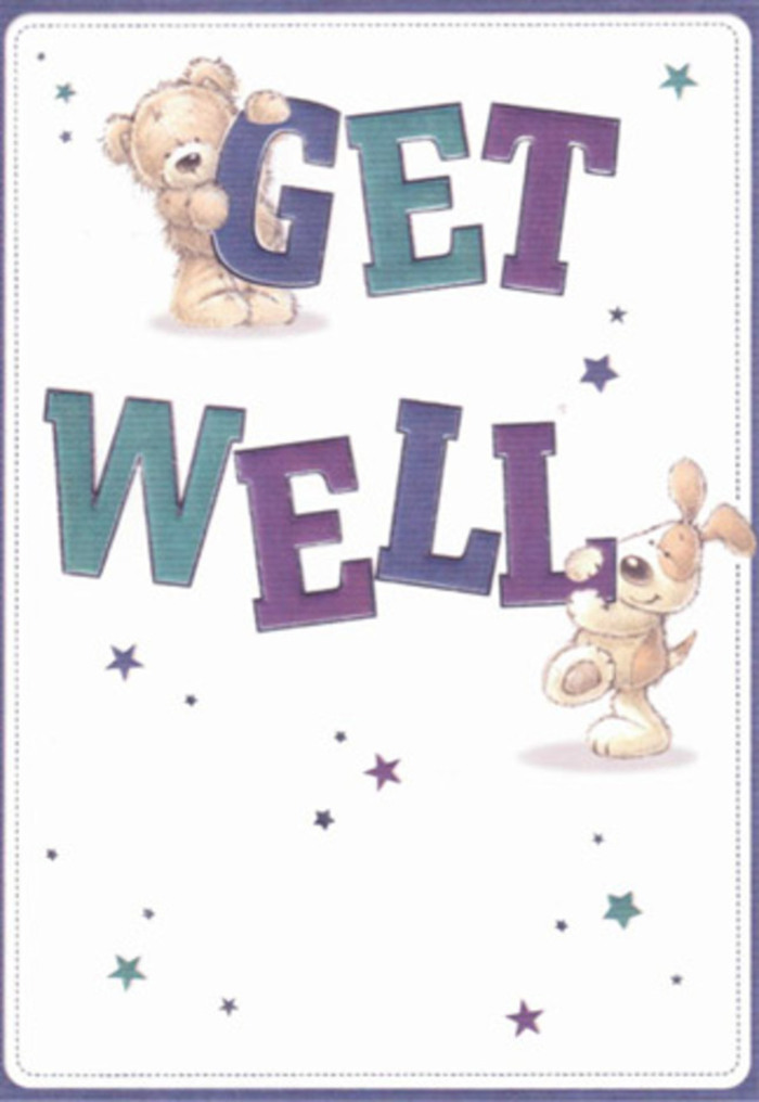 Immersed in soft, cleansing light that recalls the open spaces of Millbank and its riverside walks, this beautifully illustrated get well card brims with gentle encouragement and playful charm. Friendly, affection-filled characters-a huggable bear with textured fur and a bouncy, long-eared puppy-interact with oversized purple and teal letters that spell out 'Get Well,' bringing a dynamic, celebratory energy to the white background. Around them, bright stars tumble in violet and turquoise, their scattered formation infusing the card with a sense of possibility and healing. The tactile detail of the animals' fur is rendered so evocatively that one can almost sense its silky softness, echoing the comfort that a fresh bouquet delivers to homes and hospital rooms along Horseferry Road. The bold lettering, radiating joy, stands as a visual anchor for the whole composition-much like the way a striking bloom gives focus and balance to a floral display from Flowers Millbank. This card, both a visual and emotional offering, is ideal for uplifting spirits and extending heartfelt wishes across the Millbank community, its artistic details engaging both senses and sentiment as only local craftsmanship can.