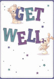 With its cheerful scene set against a clean, soft white, this get well card perfectly encapsulates the gentle optimism and neighbourly spirit found throughout Millbank. At its heart are two delightful figures-a teddy bear with fluffy, inviting fur and a playful puppy whose floppy ears add to the card's joyful movement. Both are expertly illustrated, balancing and holding the brightly coloured letters of 'Get Well' with obvious affection. The indigos and teals of the text pop brilliantly, reminiscent of the striking colours favoured in hand-tied bouquets by local florists near Vincent Square. Playful stars in shades of blue and violet glimmer across the card, each one adding to an atmosphere of encouragement, healing, and hope. The tactile softness of the animals is so vivid you can almost feel their hug-a sensory warmth like receiving a bouquet crafted just for you. This card is an inspired way to send authentic comfort and kind wishes for recovery to friends and family throughout Millbank, reflecting the subtle care and uplifting intent present in every hand-delivered floral arrangement.